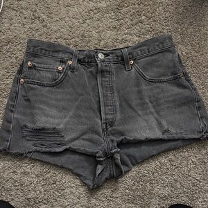 Levi’s 501 Charcoal Distressed Denim Shorts